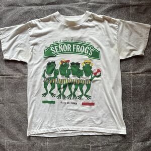 Men's Vintage 90's Senior Frogs All Over Print Playa Del Carmen T Shirt Tee Sz M